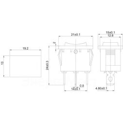 Выключатель клавишный 250В 6А (3с) ON-OFF-ON красн. с нейтралью Mini (RWB-205; SC-768) REXANT 36-2144