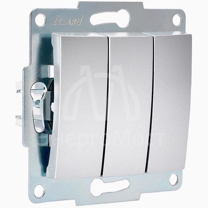 Механизм выключателя 3-кл. 1п СП Karina 10А IP20 мат. серебр. LEZARD 707-4388-109