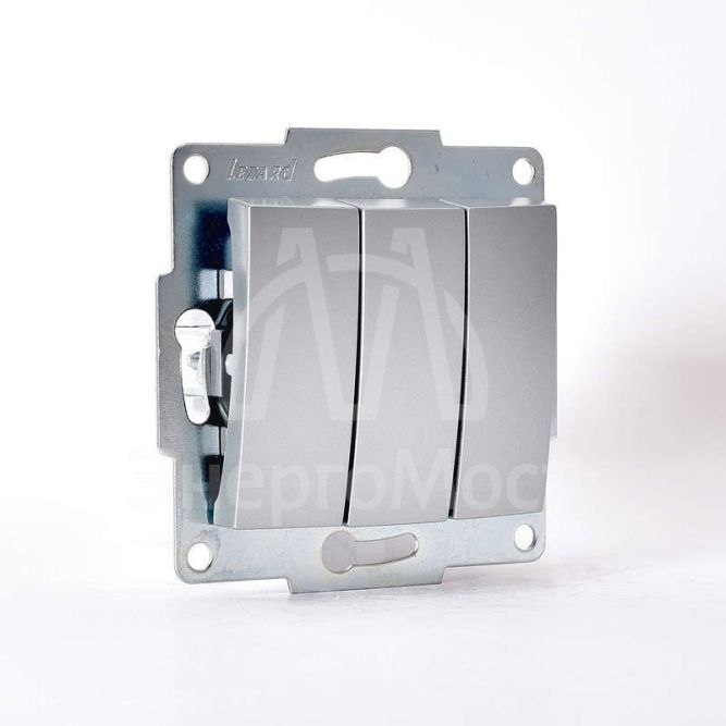 Механизм выключателя 3-кл. 1п СП Karina 10А IP20 мат. серебр. LEZARD 707-4388-109