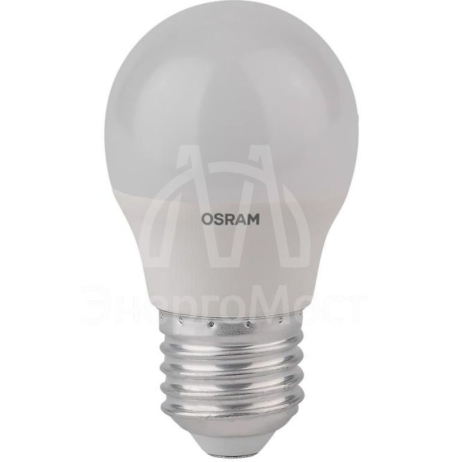 Лампа светодиодная LED STAR CLASSIC P 40 5.5W/827 5.5Вт шар 2700К тепл. бел. E27 470лм 220-240В матов. пласт. OSRAM 4052899971646