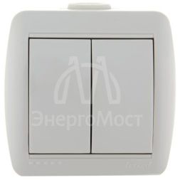 Выключатель 2-кл. ОП Ната 10А IP20 бел. LEZARD 710-0200-101