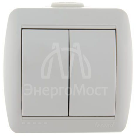 Выключатель 2-кл. ОП Ната 10А IP20 бел. LEZARD 710-0200-101