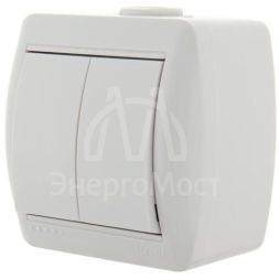 Выключатель 2-кл. ОП Ната 10А IP20 бел. LEZARD 710-0200-101