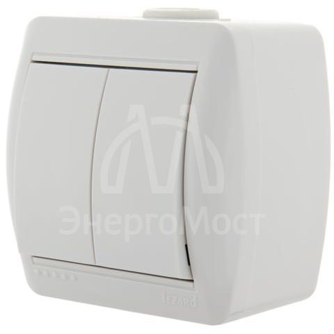 Выключатель 2-кл. ОП Ната 10А IP20 бел. LEZARD 710-0200-101