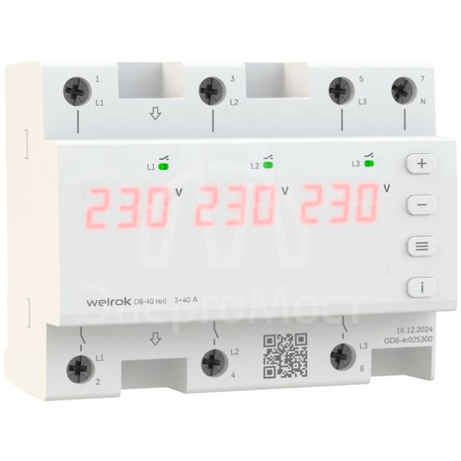 Реле напряжения D6-40 red Welrok 4660251140397