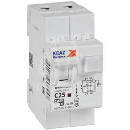 Выключатель автоматический дифференциального тока 2п с защитой от сверхтоков OptiDin D63-22C25-AC-У3 C25 30мА 4.5кА КЭАЗ 328100
