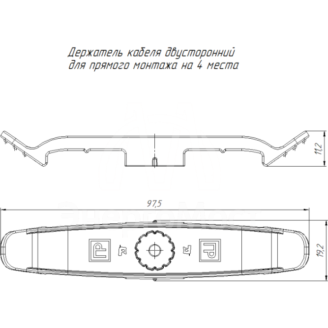 Держатель плоского кабеля двусторонний для прямого монтажа на 4 места (уп.20шт) черн. Промрукав PR13.0439