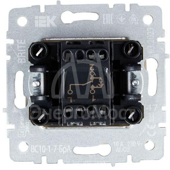 Выключатель проходной 1-кл. СП BRITE ВС10-1-7-БрА 10А с индик. механизм алюм. IEK BR-V12-1-10-K47