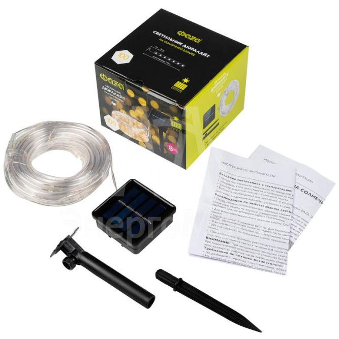 Светильник светодиодный садовый SLR-G06-100Y 100LED дюралайт (заменяемый Ni-MH 500мА.ч аккумулятор) желт. ФАZА 5060104