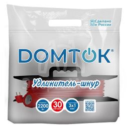 Удлинитель-шнур на рамке 1х30м с заземл. 10А IP20 2.2кВт ПВС 3х1 DOMTOK 2480
