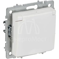 Розетка BRITE РСбш10-3-44-БрАБ 16А IP44 с заземл. защ. шторки с крышкой механизм арктич. бел. IEK BR-R16-16-44-K91