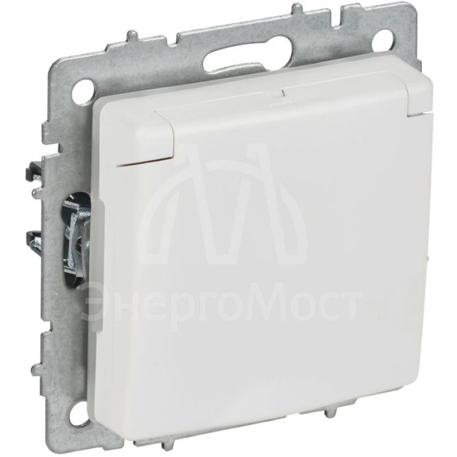 Розетка BRITE РСбш10-3-44-БрАБ 16А IP44 с заземл. защ. шторки с крышкой механизм арктич. бел. IEK BR-R16-16-44-K91