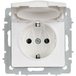 Розетка BRITE РСбш10-3-44-БрАБ 16А IP44 с заземл. защ. шторки с крышкой механизм арктич. бел. IEK BR-R16-16-44-K91