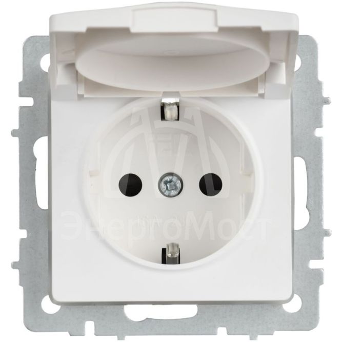 Розетка BRITE РСбш10-3-44-БрАБ 16А IP44 с заземл. защ. шторки с крышкой механизм арктич. бел. IEK BR-R16-16-44-K91