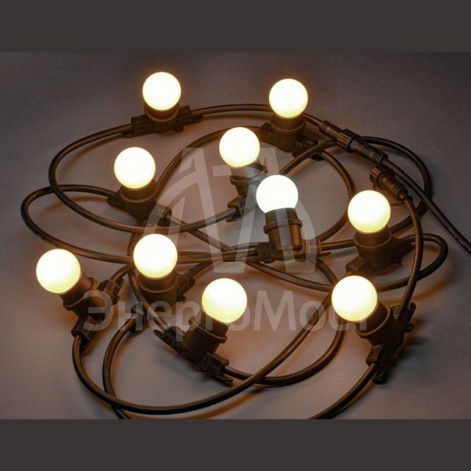 Гирлянда белт-лайт 5м 10 ламп WW тепл. бел. IP65 шнур черн. 3м 230В транзит IEK LGDU601-1-010-05-B-S-65