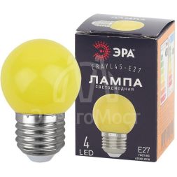 Лампа светодиодная 4SMD Р45-1W-E27 шар жел. 1Вт E27 ERAYL45-E27 (для белт-лайт) ЭРА Б0049576