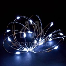 Гирлянда "Роса" 2м 20LED бел. IP20 провод прозр. шнур 0.3м 2AA IEK LGDB500-2-020-02-T-B-20
