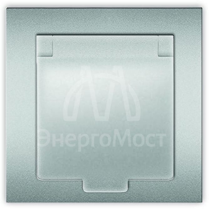 Розетка 1-м СП Афина 16А IP20 с заземл. с крышкой в сборе серебр. Universal A0029-S