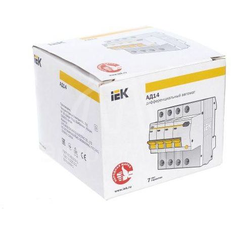 Выключатель автоматический дифференциального тока 4п C 25А 30мА тип AC 4.5кА АД-14 IEK MAD10-4-025-C-030