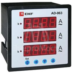 Амперметр цифровой AD-963 на панель 96х96 трехфазный EKF ad-963
