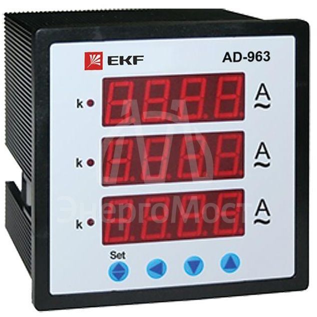 Амперметр цифровой AD-963 на панель 96х96 трехфазный EKF ad-963
