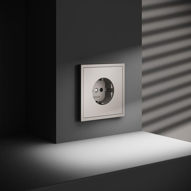 Розетка 1-м СП S70 16А с заземл. защ. шторки механизм кашемир Voltum VLS040203