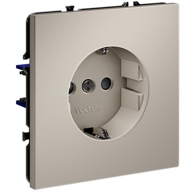 Розетка 1-м СП S70 16А с заземл. защ. шторки механизм кашемир Voltum VLS040203