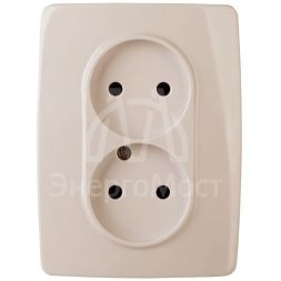 Розетка 2-м СП Эра12 12-2107-02 16А IP20 16AX 250В 2х2P сл. кость Эра Б0031239