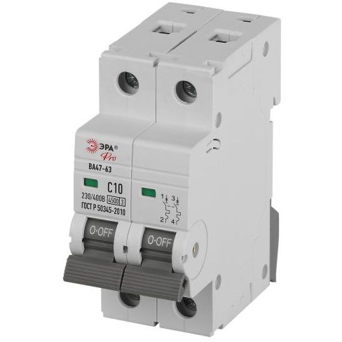 Выключатель автоматический 2п C 10А 4.5кА ВА47-63 PRO ЭРА Б0059420