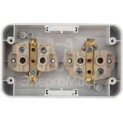 Блок ОП 2 розетки горизонт. Mini OG с заземл. керамика IP54 бел. Kranz KR-78-0607