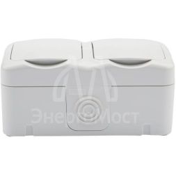 Блок ОП 2 розетки горизонт. Mini OG с заземл. керамика IP54 бел. Kranz KR-78-0607