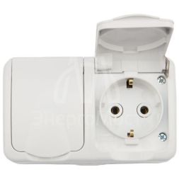 Блок ОП 2 розетки горизонт. Mini OG с заземл. керамика IP54 бел. Kranz KR-78-0607