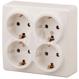 Розетка 4-м ОП Эра Эксперт 11-2211-02 16А IP20 16AX 250В 4х2P+E Schuko защ. шторки сл. кость Эра Б0020710