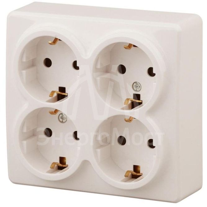 Розетка 4-м ОП Эра Эксперт 11-2211-02 16А IP20 16AX 250В 4х2P+E Schuko защ. шторки сл. кость Эра Б0020710