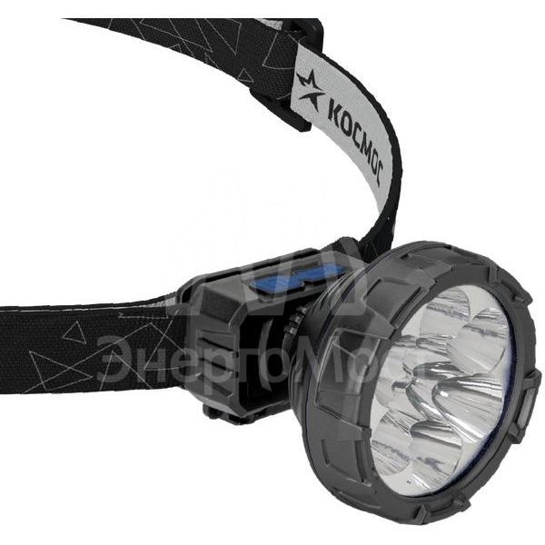 Фонарь аккумуляторный налобный 2Вт SMD LED Li-ion 14500 500мА.ч корпус ABS-пластик USB-шнур регулируемый эласт. ремешок КОСМОС KOC513Lit