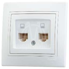 Розетка компьютерная 2-м СП Мира RJ45 бел./бел. LEZARD 701-0202-141