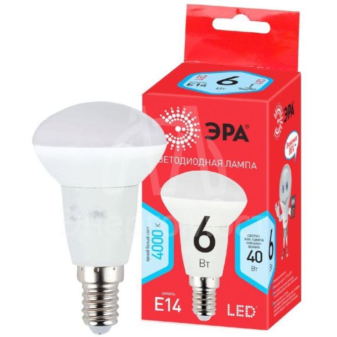 Лампа светодиодная RED LINE LED R50-6W-840-E14 R 6Вт R50 рефлектор 4000К нейтр. бел. E14 Эра Б0050700