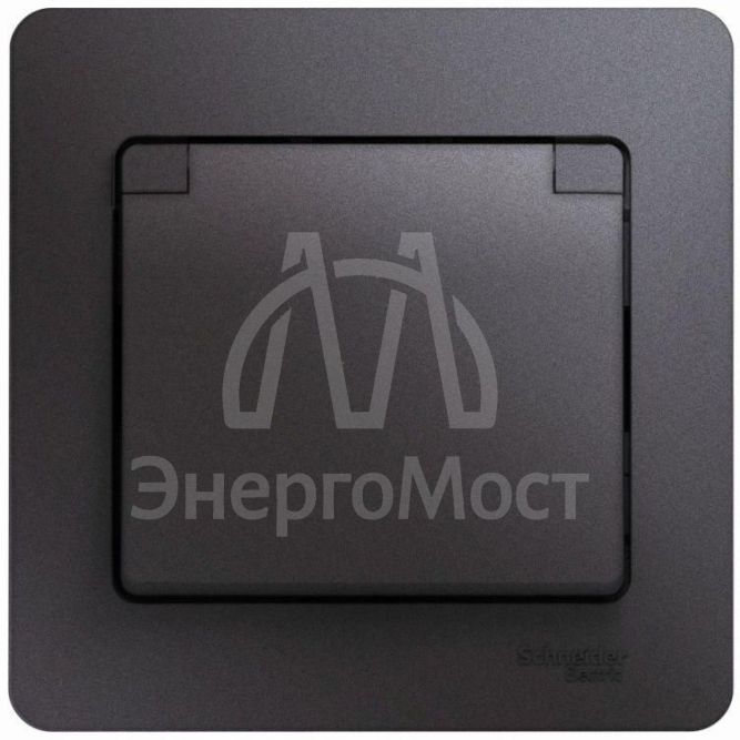 Розетка 1-м Glossa 16А 250В с защ. крышкой защ. шторки с заземл. в сборе IP20 графит SchE GSL001346