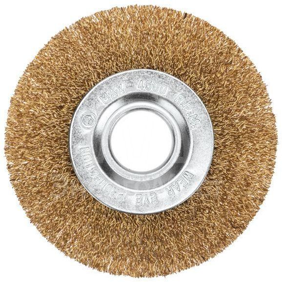 Щетка дисковая для УШМ витая латунированная проволока 100мм отв. 22.23мм Kranz KR-91-1241