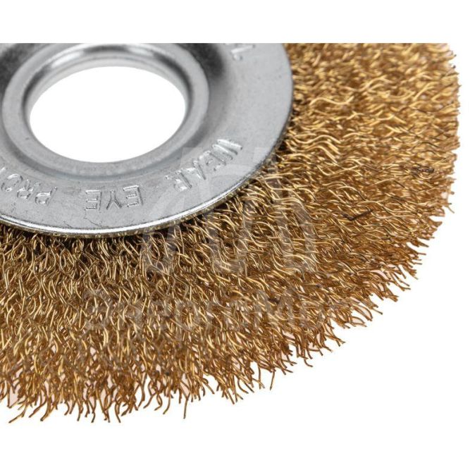 Щетка дисковая для УШМ витая латунированная проволока 100мм отв. 22.23мм Kranz KR-91-1241