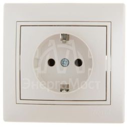 Розетка 1-м СП Мира керам. с заземл. жемчуж. бел. перламутр LEZARD 701-3030-122