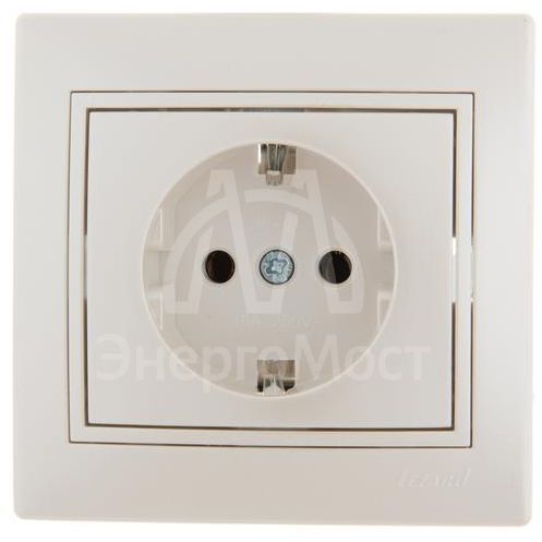 Розетка 1-м СП Мира керам. с заземл. жемчуж. бел. перламутр LEZARD 701-3030-122