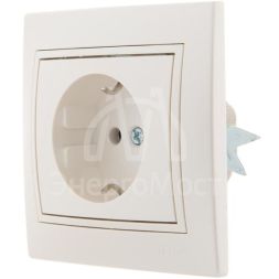 Розетка 1-м СП Мира керам. с заземл. жемчуж. бел. перламутр LEZARD 701-3030-122