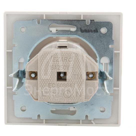 Розетка 1-м СП Мира керам. с заземл. жемчуж. бел. перламутр LEZARD 701-3030-122