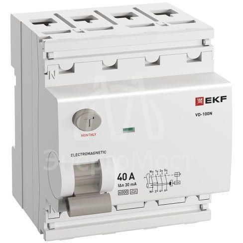 Выключатель дифференциального тока 4п 40А 30мА тип A 6кА ВД-100N электромех. PROxima EKF E1046MA4030