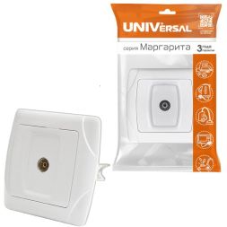 Розетка телевизионная TV 1-м СП Маргарита бел. UNIVersal М0027