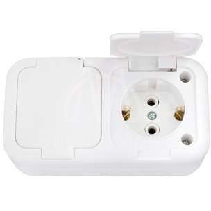 Розетка 2-м ОП с заземл. IP44 бел. БЕЛТИЗ РА10-213