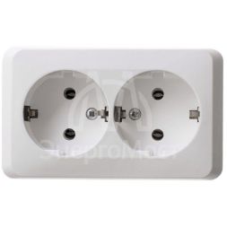 Розетка 2-м ОП Этюд 16А с заземл. бел. SchE PA16-007B