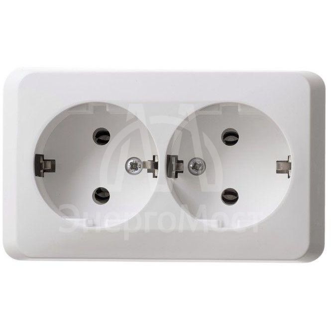 Розетка 2-м ОП Этюд 16А с заземл. бел. SchE PA16-007B