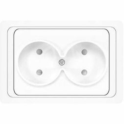 Розетка 2-м СП Валери 16А IP20 защ. шторки бел. Universal В0102x